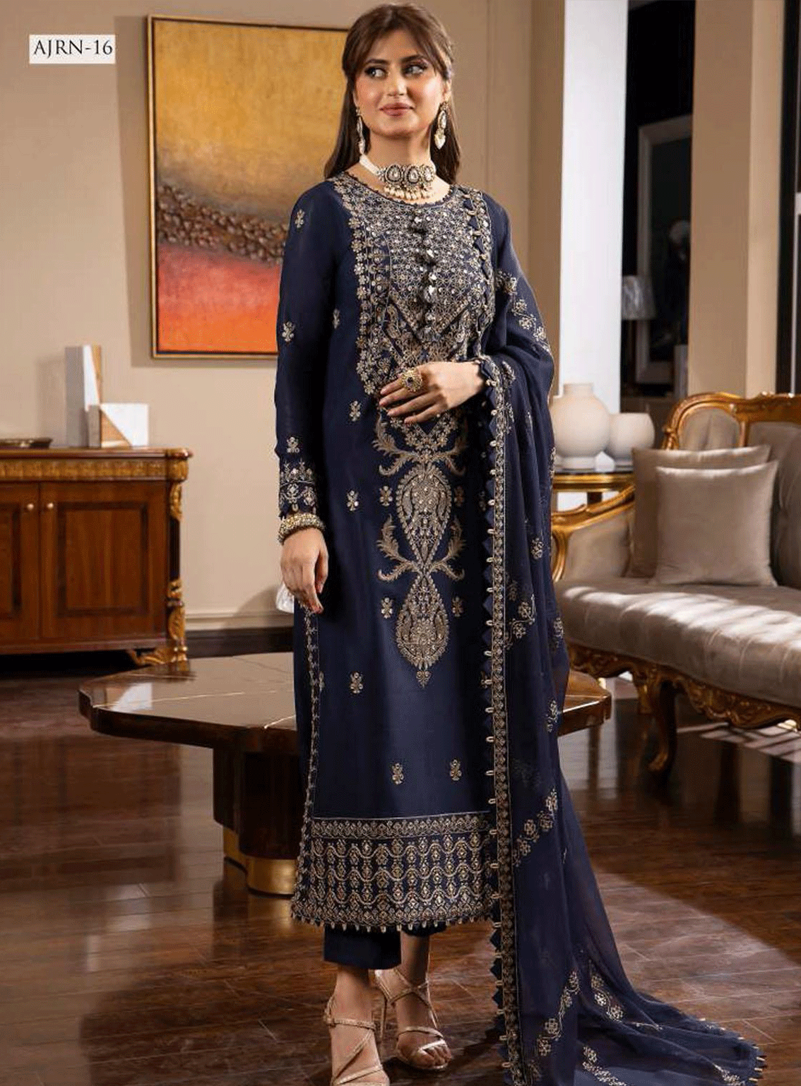 Rang-E-Noor By Asim Jofa Embroidered Lawn Silk Unstitched 3 Piece Suit - AJRN-16 Rang-E-Noor By Asim Jofa Embroidered Lawn Silk Unstitched 3 Piece Suit - AJRN-16