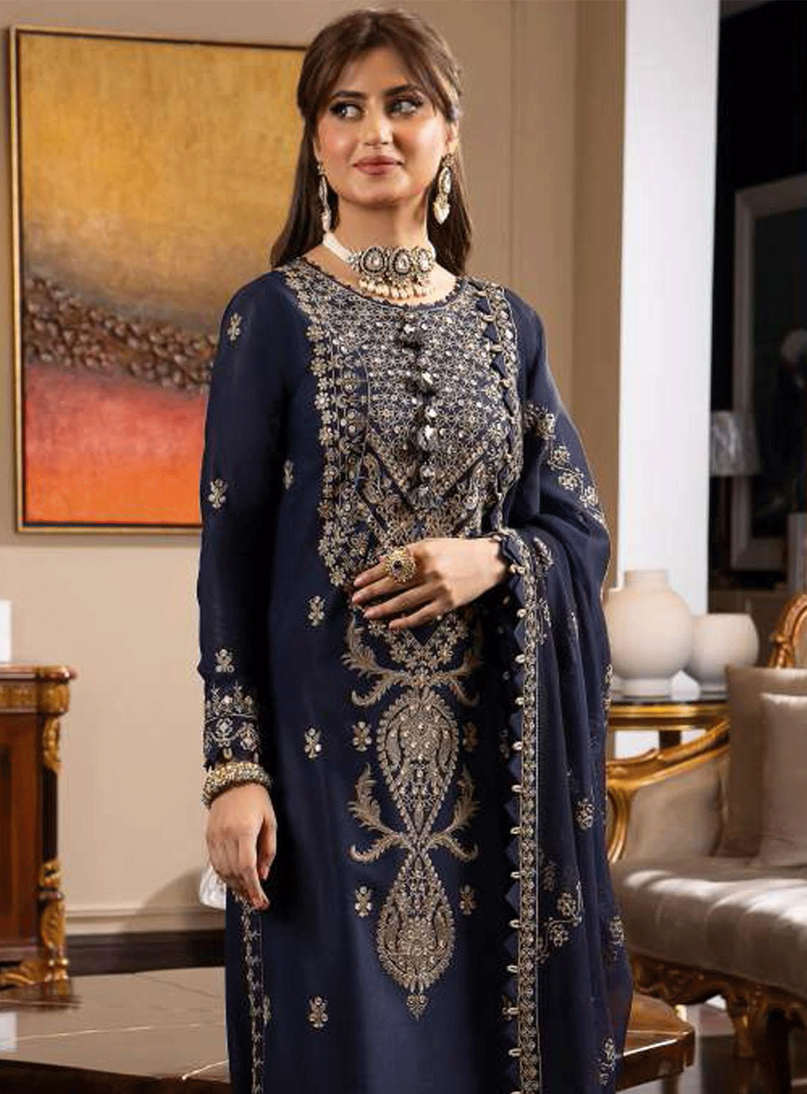 Rang-E-Noor By Asim Jofa Embroidered Lawn Silk Unstitched 3 Piece Suit - AJRN-16 Rang-E-Noor By Asim Jofa Embroidered Lawn Silk Unstitched 3 Piece Suit - AJRN-16