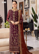 Rang-E-Noor By Asim Jofa Embroidered Chiffon Unstitched 3 Piece Suit - AJRN-23