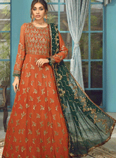 Rangrez By Zarif Embroidered Chiffon Unstitched 3 Piece Suit - ZR-07 RUST