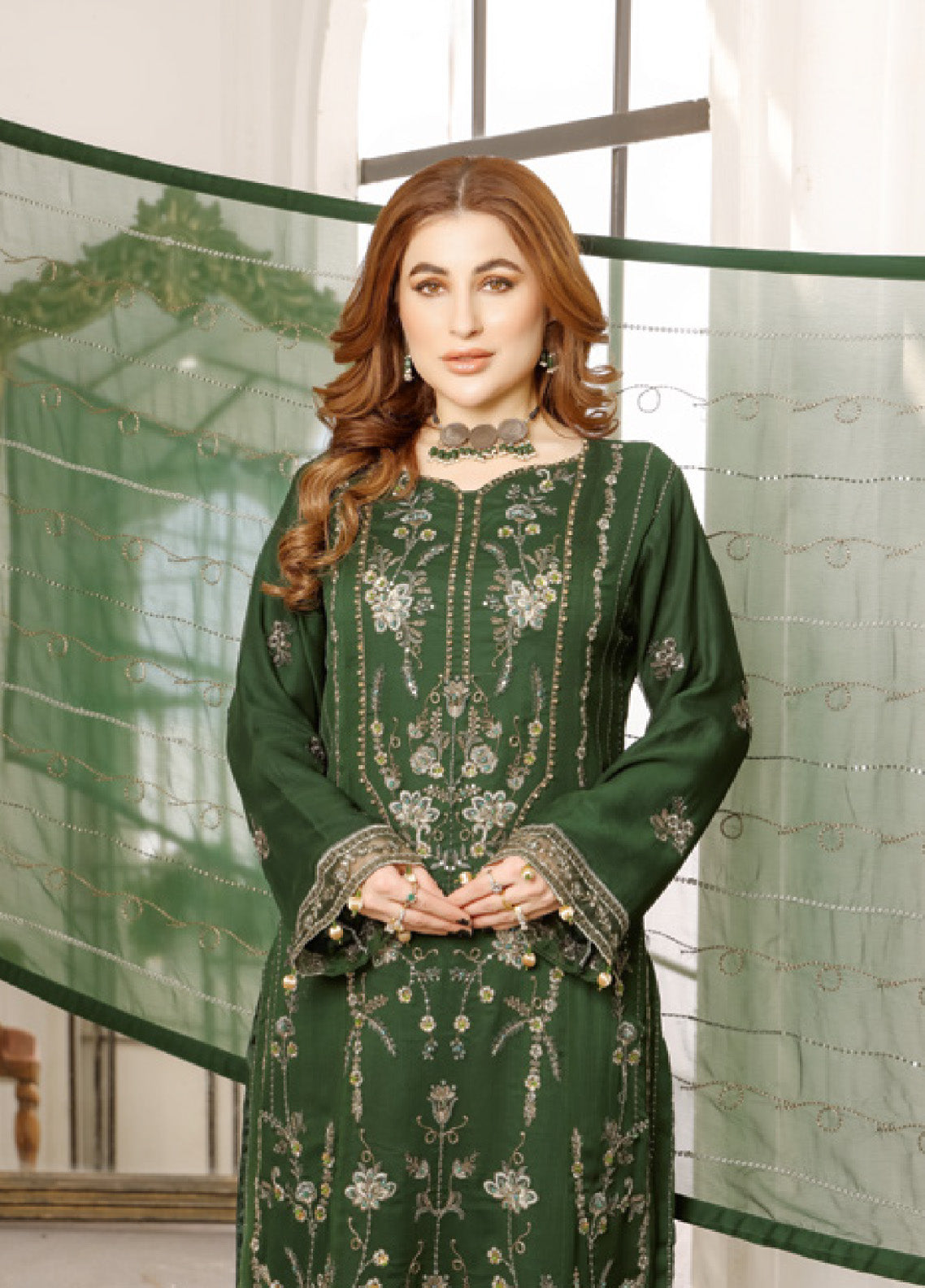 Ranjhana by Schick Luxury Embroidered Chiffon 3 Piece Semi Stitch Suit SDH24RC-03 Ranjhana by Schick Luxury Embroidered Chiffon 3 Piece Semi Stitch Suit SDH24RC-03