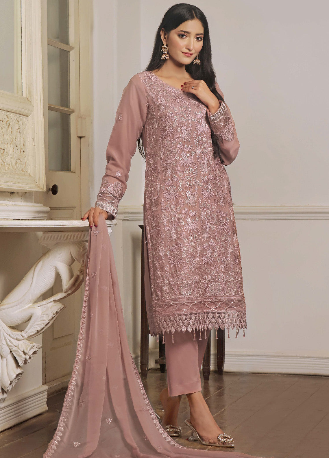 Rashq By Justuju Embroidered Chiffon Stitched 3 Piece Suit - JU24RQ 04 Rashq By Justuju Embroidered Chiffon Stitched 3 Piece Suit - JU24RQ 04