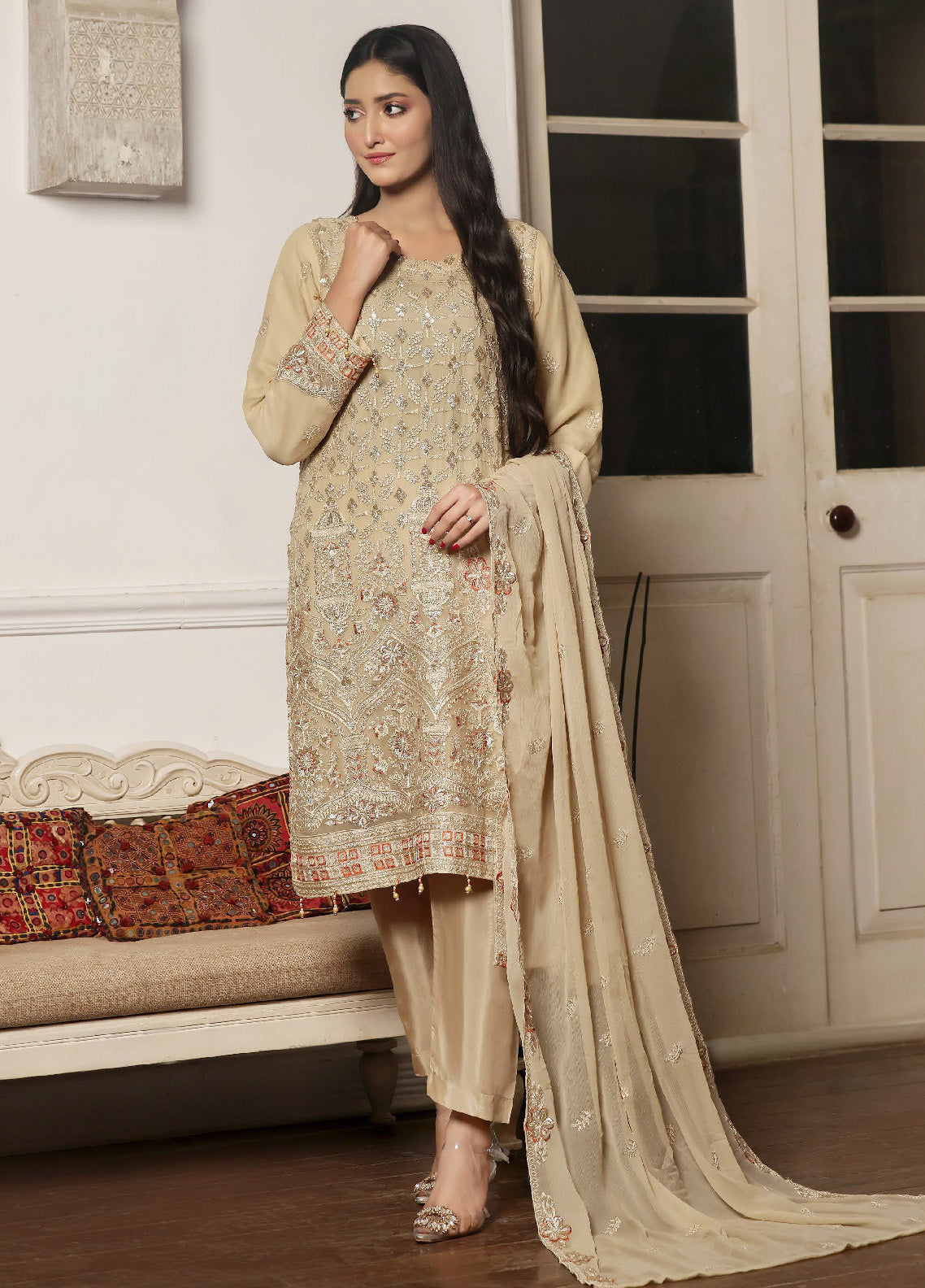Rashq By Justuju Embroidered Chiffon Stitched 3 Piece Suit - JU24RQ 05 Rashq By Justuju Embroidered Chiffon Stitched 3 Piece Suit - JU24RQ 05