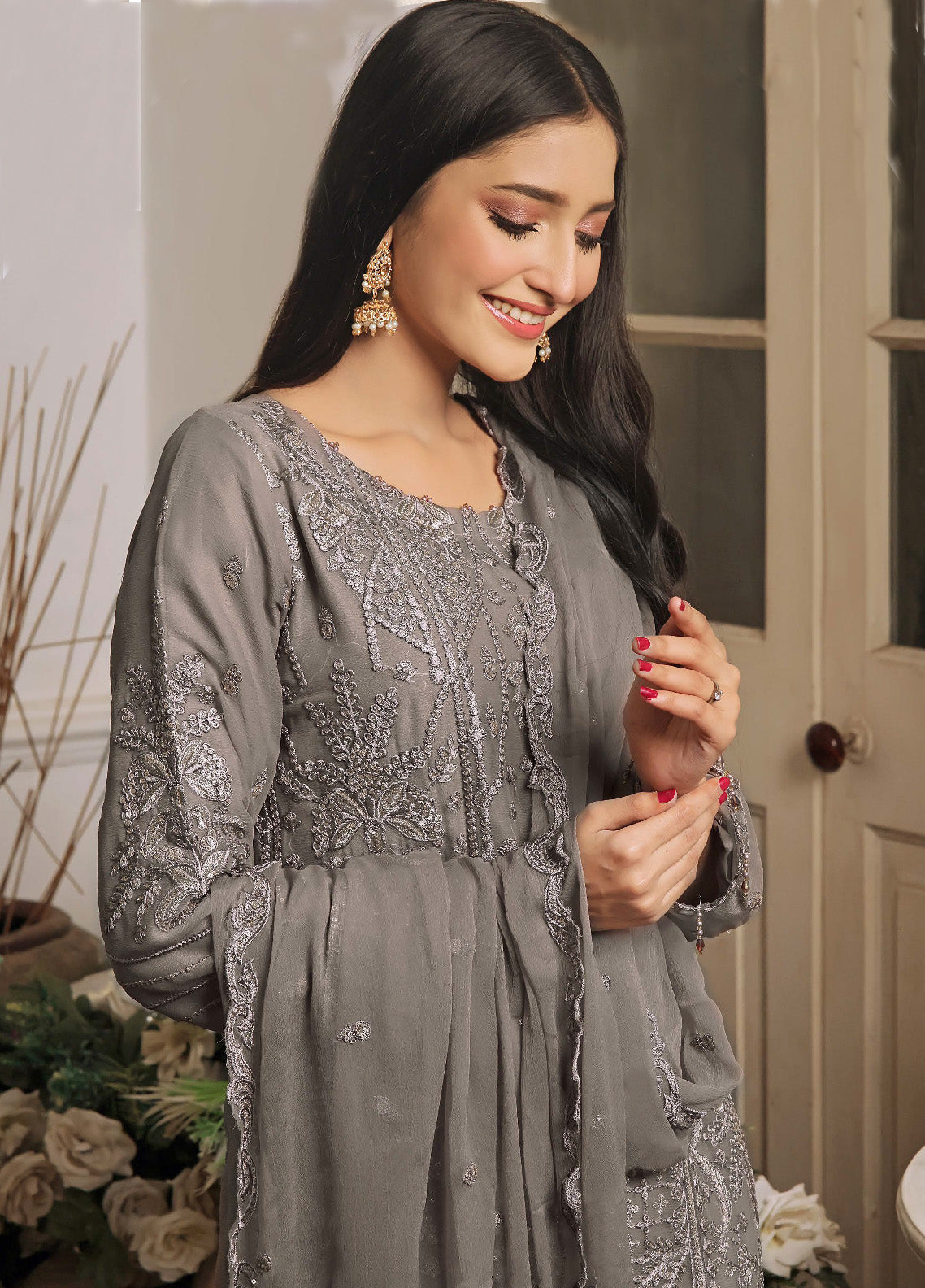 Rashq By Justuju Embroidered Chiffon Stitched 3 Piece Suit - JU24RQ 06 Rashq By Justuju Embroidered Chiffon Stitched 3 Piece Suit - JU24RQ 06