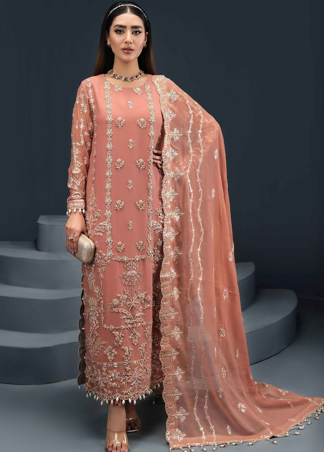Reena By Alizeh Fashion Embroidered Chiffon 3 Piece Unstitched Suits - AFB24R D-04 ISLA Reena By Alizeh Fashion Embroidered Chiffon 3 Piece Unstitched Suits - AFB24R D-04 ISLA