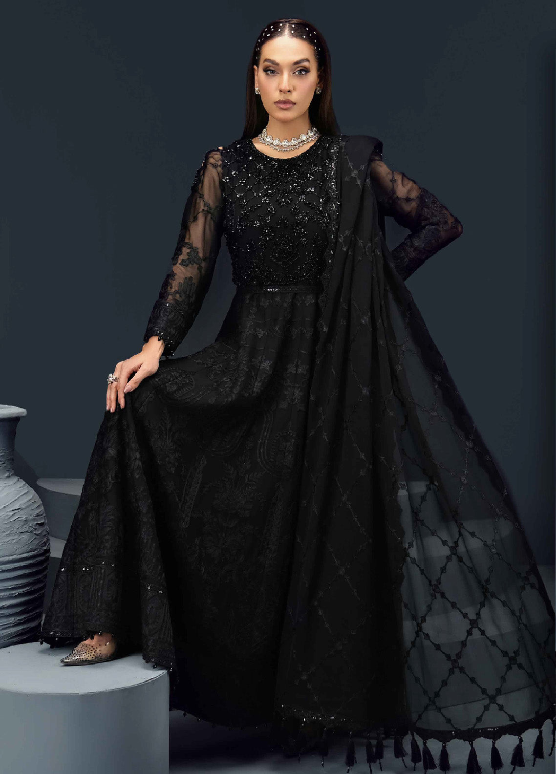 Reena By Alizeh Fashion Embroidered Chiffon 3 Piece Unstitched Suits - AFB24R D-05 ZOHREH Reena By Alizeh Fashion Embroidered Chiffon 3 Piece Unstitched Suits - AFB24R D-05 ZOHREH