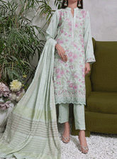Riwaj By VS Textile Embroidered Leather Slub Unstitched 3 Piece Suit - VS23FL 03