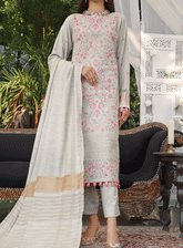 Riwaj By VS Textile Embroidered Leather Slub Unstitched 3 Piece Suit - VS23FL 05