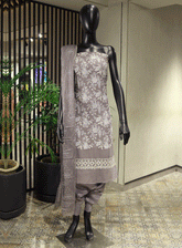 Royal Fashions Embroidered Chiffon Unstitched 2 Piece Suit - ET2514 Grey