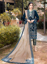 Schick Embroidered Velvet Unstitched 3 Piece Suit - 04