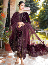 Schick Embroidered Velvet Unstitched 3 Piece Suit - 05