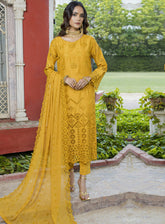 Schick Embroidered Viscose Linen Unstitched 3 Piece Suit - 04