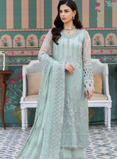 Shafaq By Flossie Embroidered Chiffon Unstitched 3 Piece Suit - 702 Minty