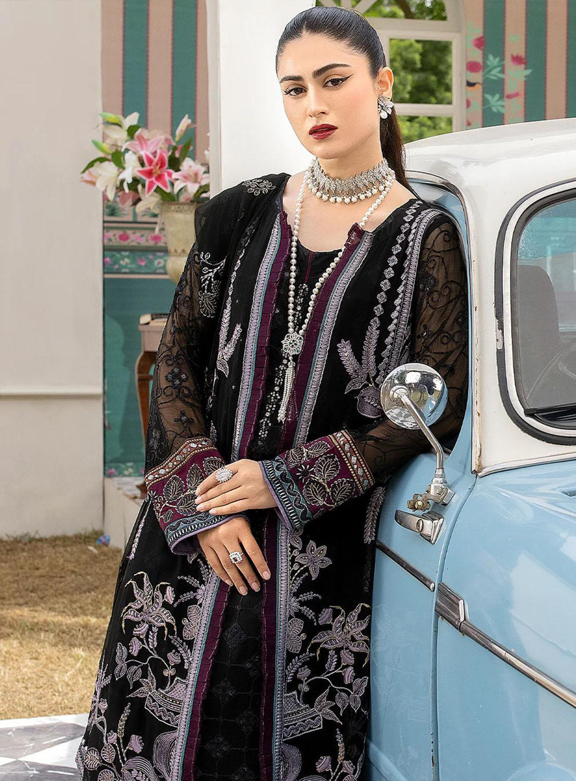 Shafaq By Flossie Embroidered Chiffon Unstitched 3 Piece Suit - 707 Mystique Shafaq By Flossie Embroidered Chiffon Unstitched 3 Piece Suit - 707 Mystique
