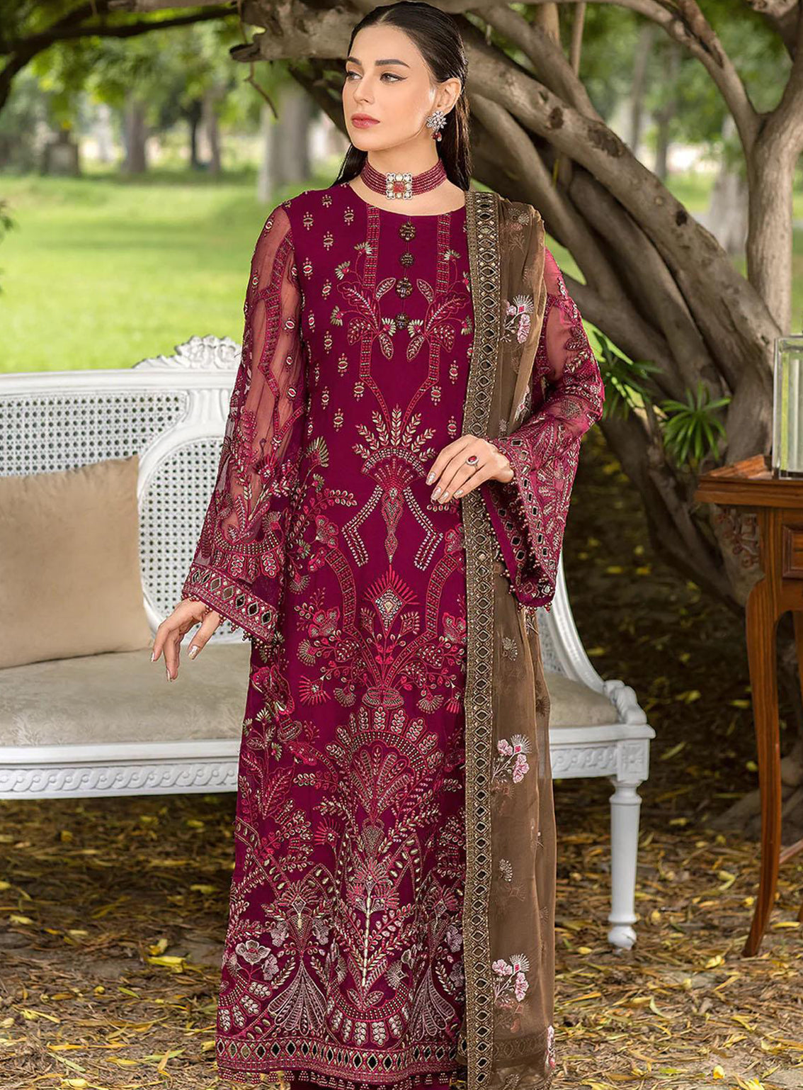 Shafaq By Flossie Embroidered Chiffon Unstitched 3 Piece Suit - 709 Lustrous Shafaq By Flossie Embroidered Chiffon Unstitched 3 Piece Suit - 709 Lustrous
