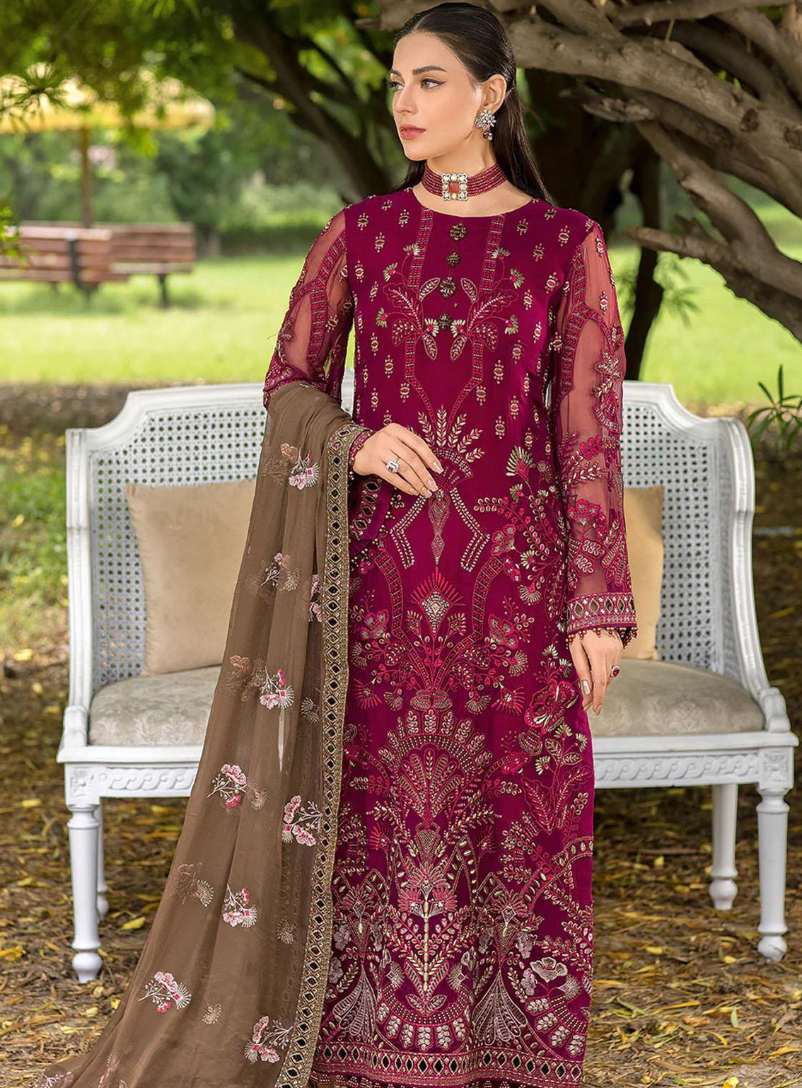 Shafaq By Flossie Embroidered Chiffon Unstitched 3 Piece Suit - 709 Lustrous Shafaq By Flossie Embroidered Chiffon Unstitched 3 Piece Suit - 709 Lustrous