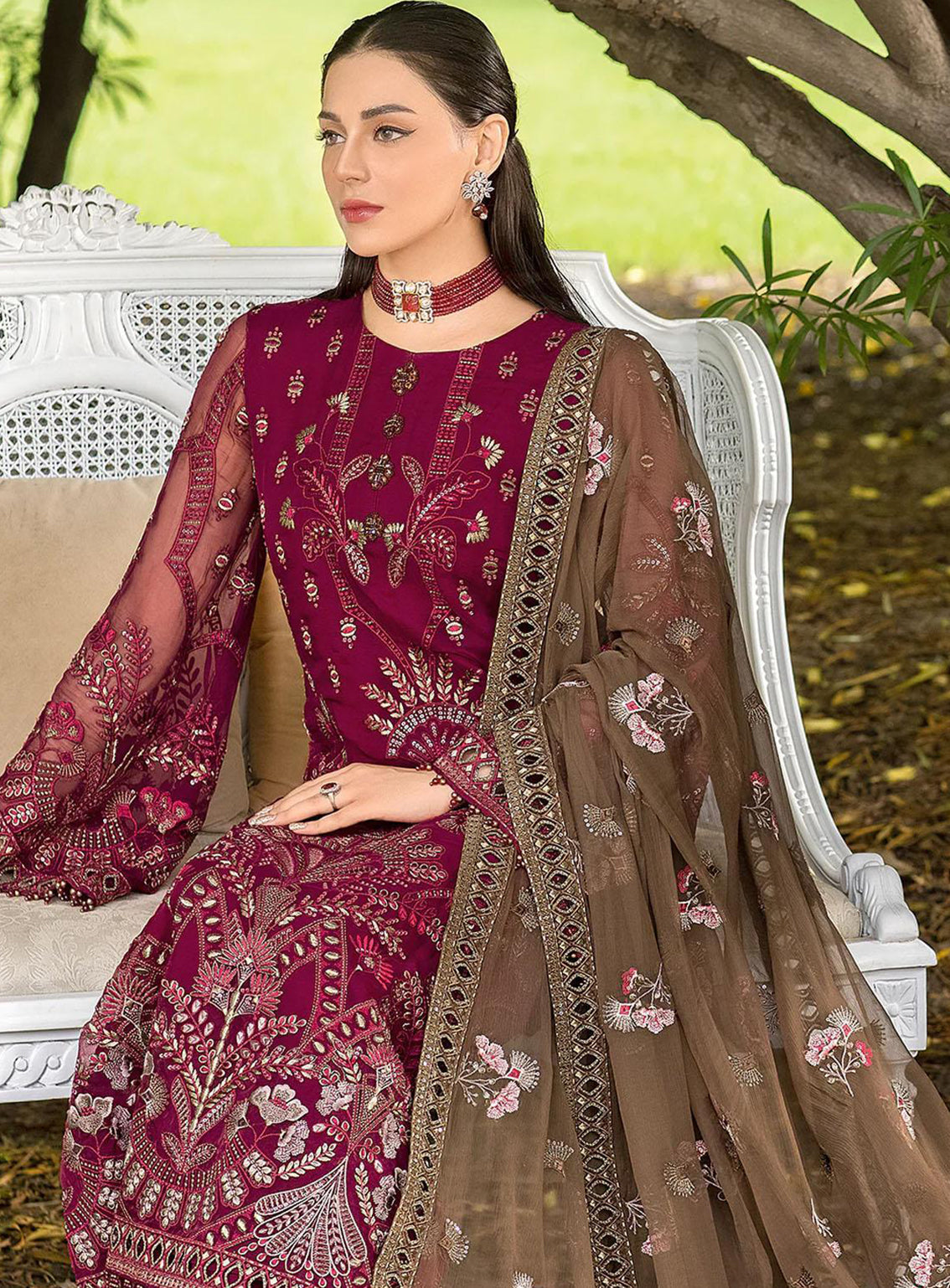 Shafaq By Flossie Embroidered Chiffon Unstitched 3 Piece Suit - 709 Lustrous Shafaq By Flossie Embroidered Chiffon Unstitched 3 Piece Suit - 709 Lustrous