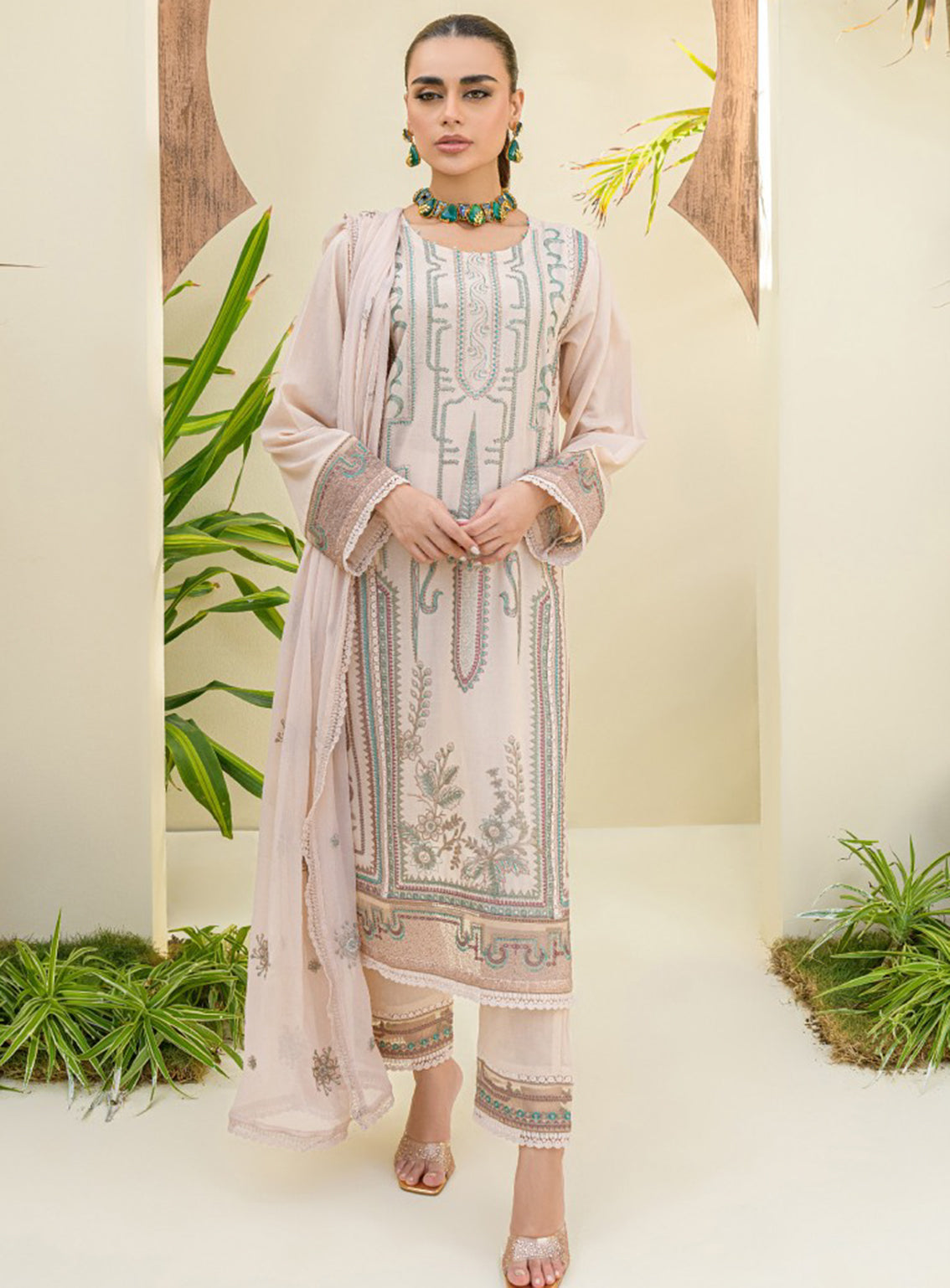 Souz-E-Ulfat By Addee Embroidered Lawn Stitched 3 Piece Suit - AD24SU SM-004 GAZEENA Souz-E-Ulfat By Addee Embroidered Lawn Stitched 3 Piece Suit - AD24SU SM-004 GAZEENA