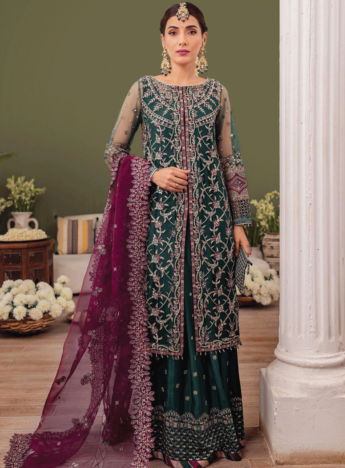 Tabeer By Farasha Embroidered Net Unstitched 4 Piece Suit - FRS23TW 04 GIA Tabeer By Farasha Embroidered Net Unstitched 4 Piece Suit - FRS23TW 04 GIA