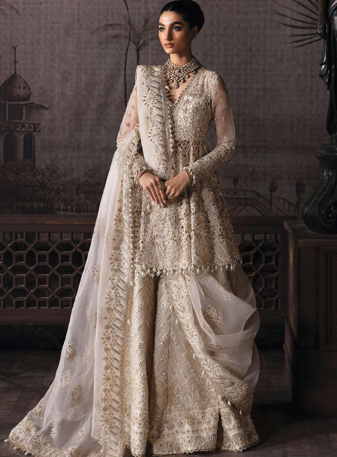 The Brides Edit By Afrozeh Embroidered Organza Unstitched 3 Piece Suit - AFR23BE AFB-V1-588 HELENA The Brides Edit By Afrozeh Embroidered Organza Unstitched 3 Piece Suit - AFR23BE AFB-V1-588 HELENA