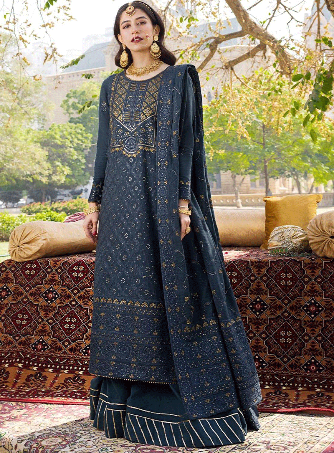 The Mughal Queen by Asim Jofa Embroidered Cotton Unstitched 3 Piece Suit - AJ23MQ AJMQ-10 The Mughal Queen by Asim Jofa Embroidered Cotton Unstitched 3 Piece Suit - AJ23MQ AJMQ-10