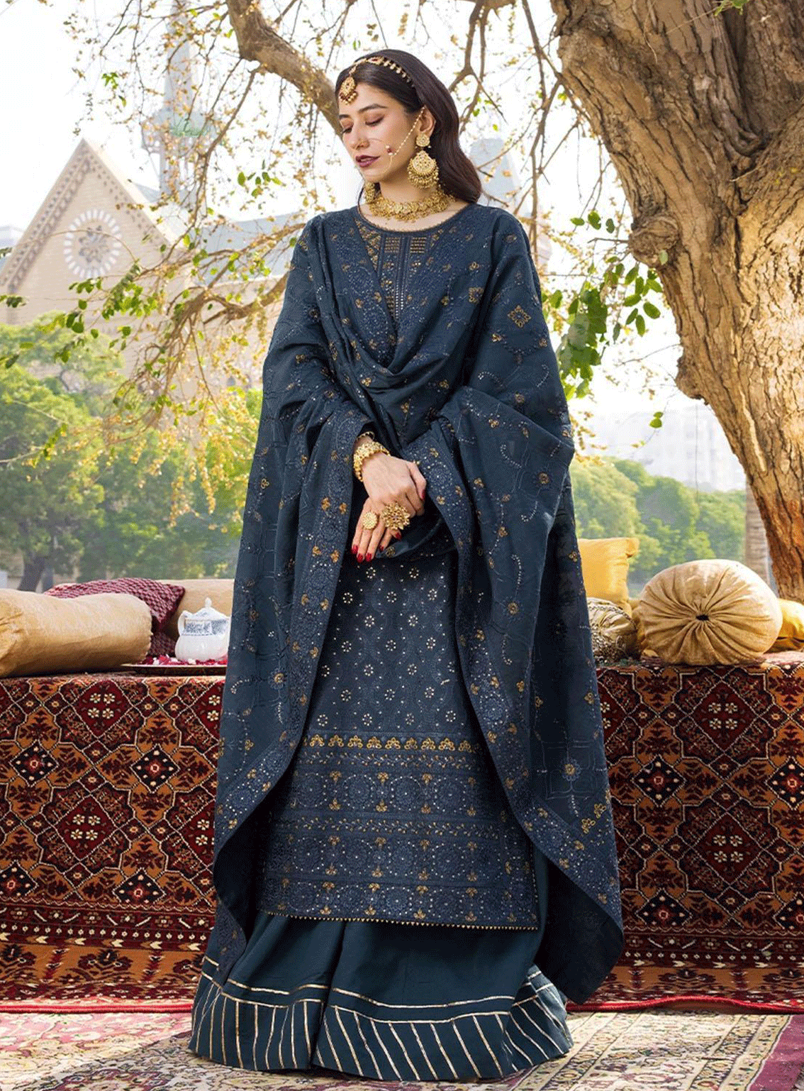 The Mughal Queen by Asim Jofa Embroidered Cotton Unstitched 3 Piece Suit - AJ23MQ AJMQ-10 The Mughal Queen by Asim Jofa Embroidered Cotton Unstitched 3 Piece Suit - AJ23MQ AJMQ-10
