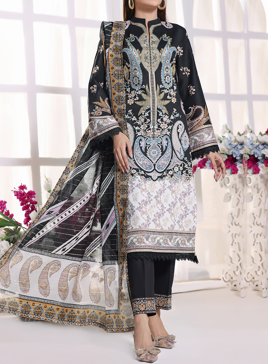 VS Anmol Printed Cottel Unstitched 3 Piece Suit - 244 VS Anmol Printed Cottel Unstitched 3 Piece Suit - 244