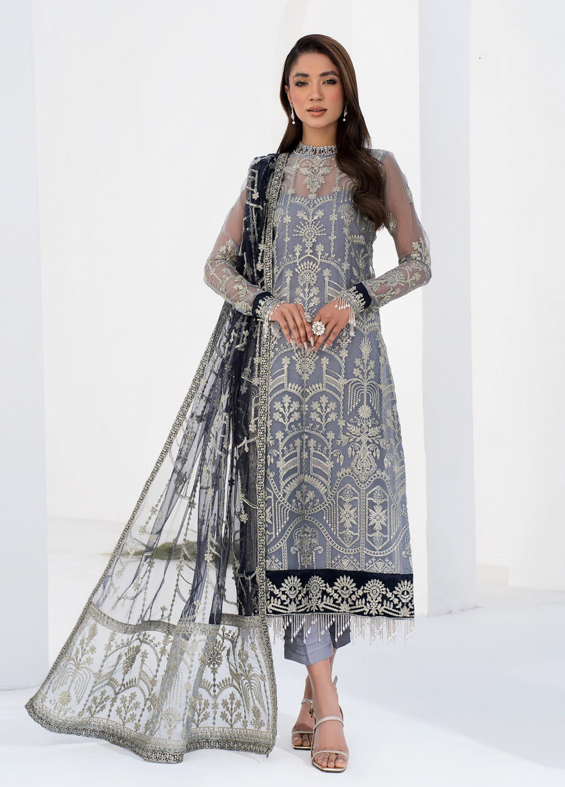La Celeste By Zarif Embroidered Organza Unstitched 3 Piece Suit - 05 La Celeste By Zarif Embroidered Organza Unstitched 3 Piece Suit - 05