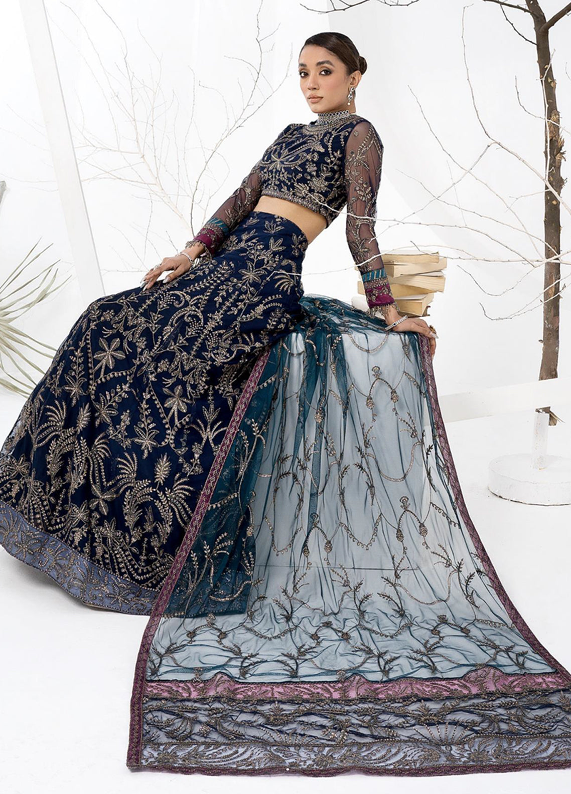 La Celeste By Zarif Embroidered Net Unstitched 3 Piece Suit - 01 La Celeste By Zarif Embroidered Net Unstitched 3 Piece Suit - 01