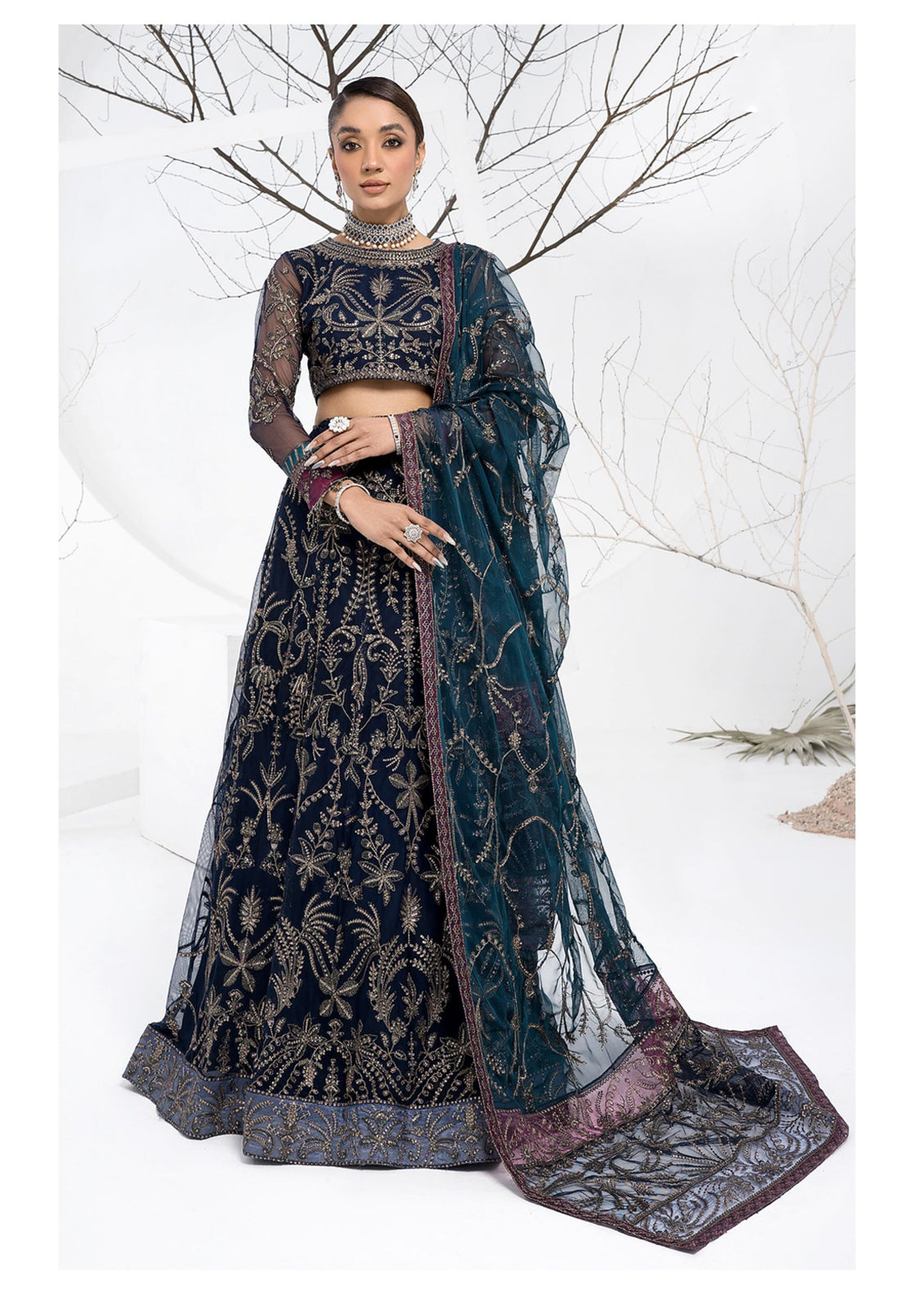La Celeste By Zarif Embroidered Net Unstitched 3 Piece Suit - 01 La Celeste By Zarif Embroidered Net Unstitched 3 Piece Suit - 01