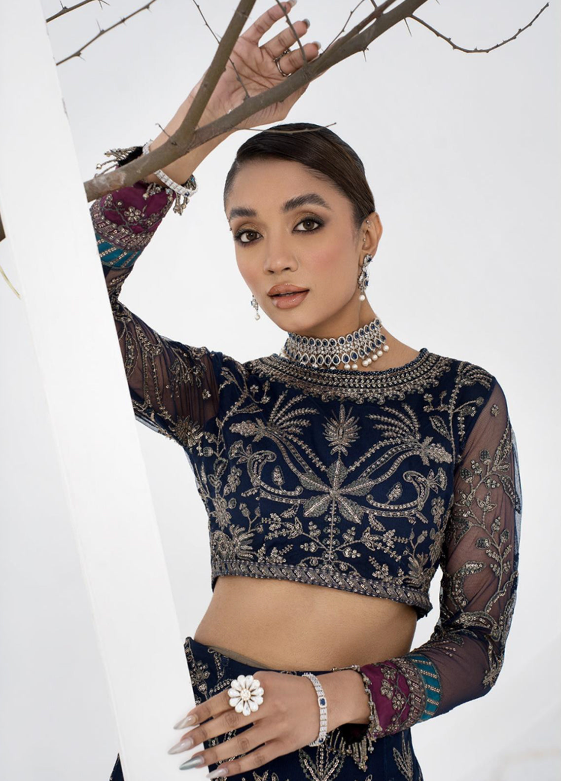 La Celeste By Zarif Embroidered Net Unstitched 3 Piece Suit - 01 La Celeste By Zarif Embroidered Net Unstitched 3 Piece Suit - 01