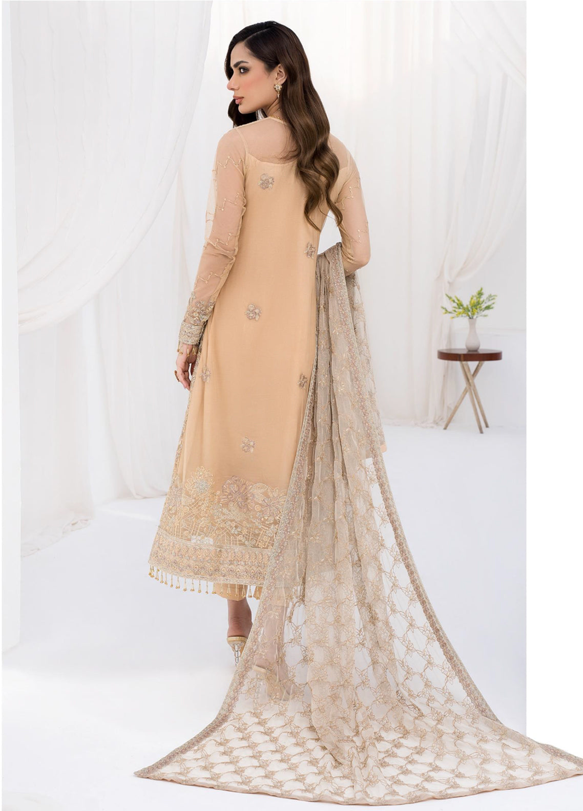 La Celeste By Zarif Embroidered Net Unstitched 3 Piece Suit - 07 La Celeste By Zarif Embroidered Net Unstitched 3 Piece Suit - 07