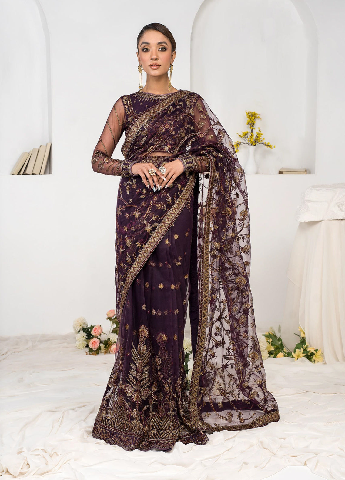 La Celeste By Zarif Embroidered Net Unstitched 3 Piece Suit - 06 La Celeste By Zarif Embroidered Net Unstitched 3 Piece Suit - 06