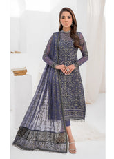 La Celeste By Zarif Embroidered Chiffon Unstitched 3 Piece Suit - 08