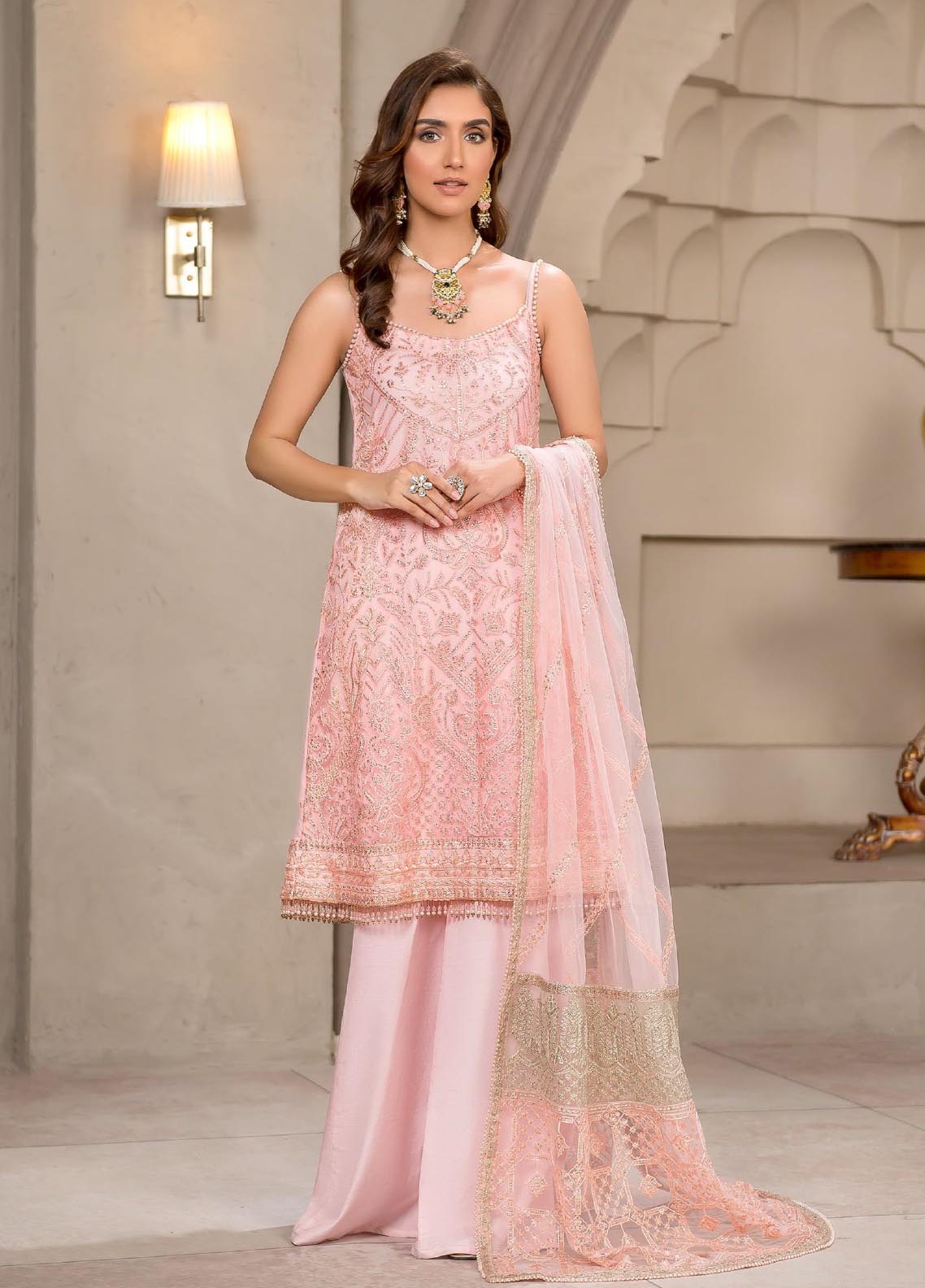 Falak By Zarif Embroidered Net Unstitched 3 Piece Suit - 04 Falak By Zarif Embroidered Net Unstitched 3 Piece Suit - 04