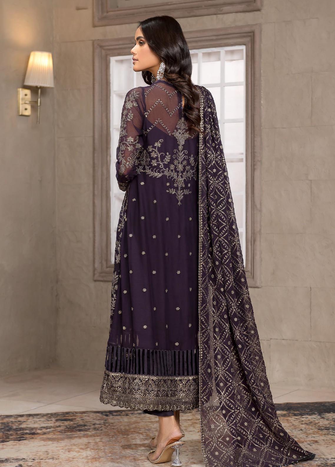 Falak By Zarif Embroidered Chiffon Unstitched 3 Piece Suit - 02 Falak By Zarif Embroidered Chiffon Unstitched 3 Piece Suit - 02