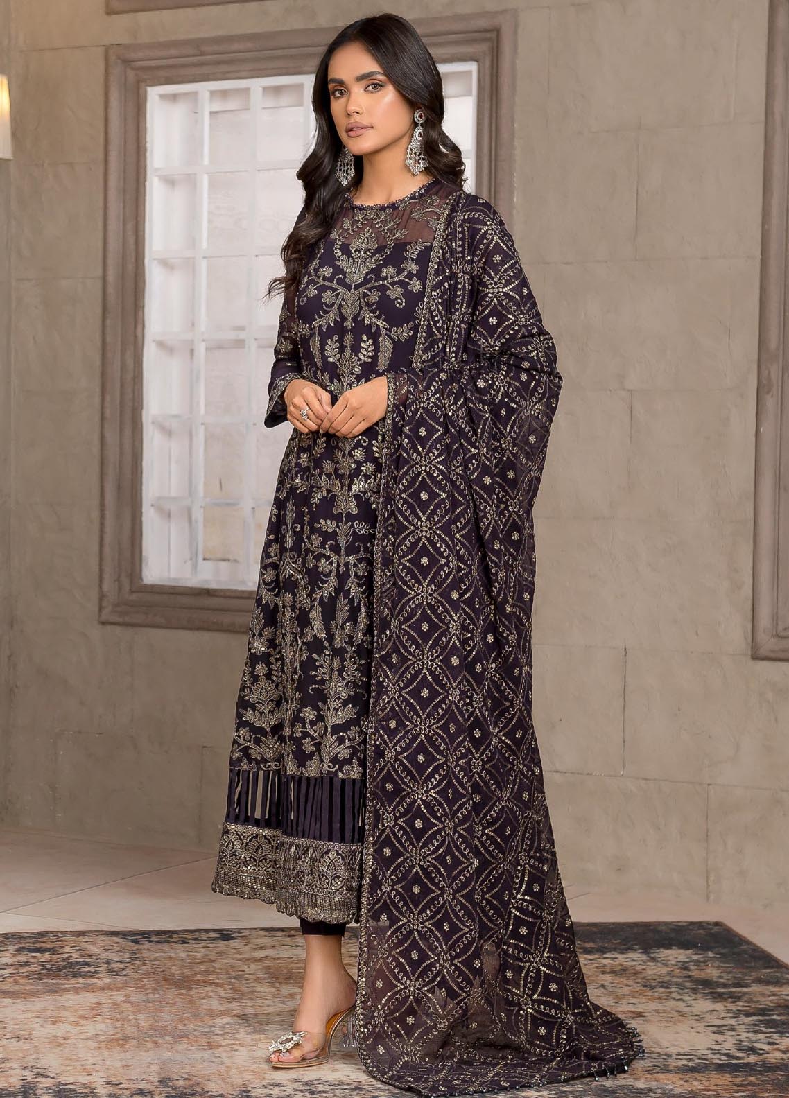 Falak By Zarif Embroidered Chiffon Unstitched 3 Piece Suit - 02 Falak By Zarif Embroidered Chiffon Unstitched 3 Piece Suit - 02