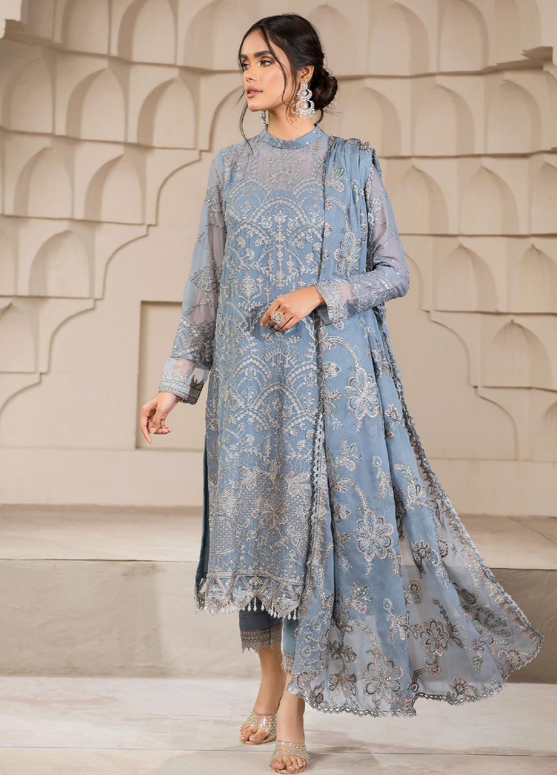 Falak By Zarif Embroidered Chiffon Unstitched 3 Piece Suit - 05 Falak By Zarif Embroidered Chiffon Unstitched 3 Piece Suit - 05