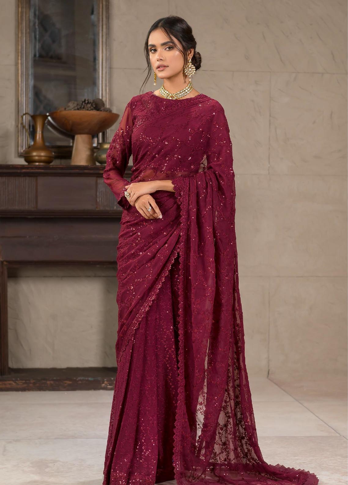 Falak By Zarif Embroidered Chiffon Unstitched 3 Piece Suit - 07 Falak By Zarif Embroidered Chiffon Unstitched 3 Piece Suit - 07