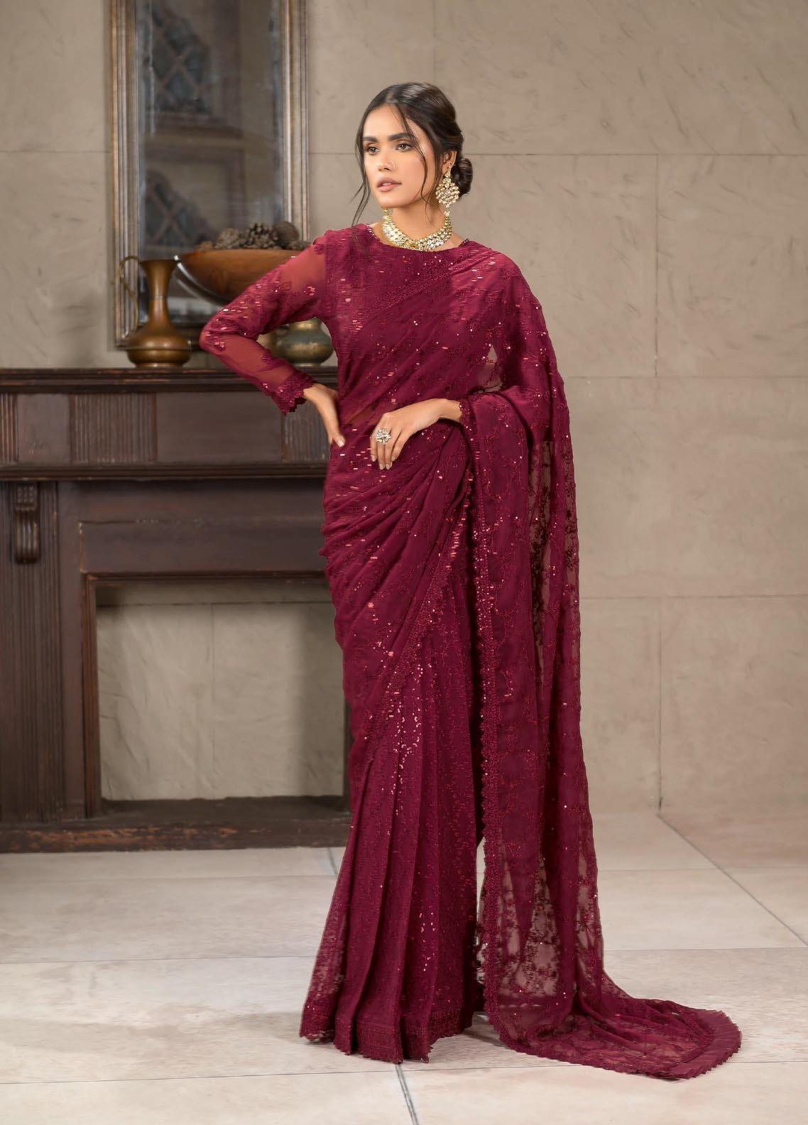 Falak By Zarif Embroidered Chiffon Unstitched 3 Piece Suit - 07 Falak By Zarif Embroidered Chiffon Unstitched 3 Piece Suit - 07