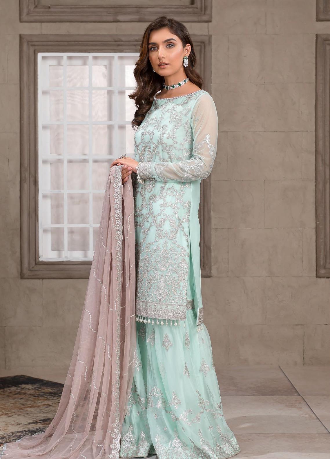 Falak By Zarif Embroidered Net Unstitched 3 Piece Suit - 08 Falak By Zarif Embroidered Net Unstitched 3 Piece Suit - 08