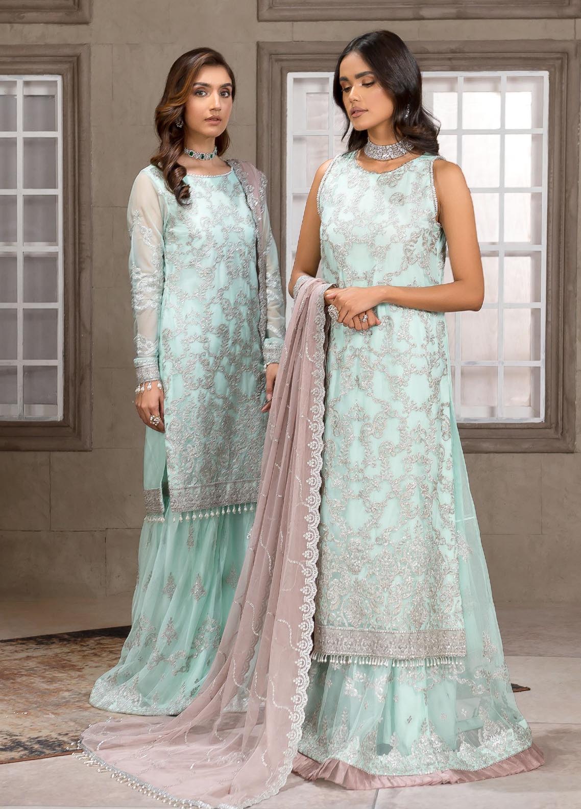Falak By Zarif Embroidered Net Unstitched 3 Piece Suit - 08 Falak By Zarif Embroidered Net Unstitched 3 Piece Suit - 08