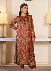 Zarif Printed Silk Unstitched 3 Piece Suit - ZF24PS ZSP 06 BRONZE