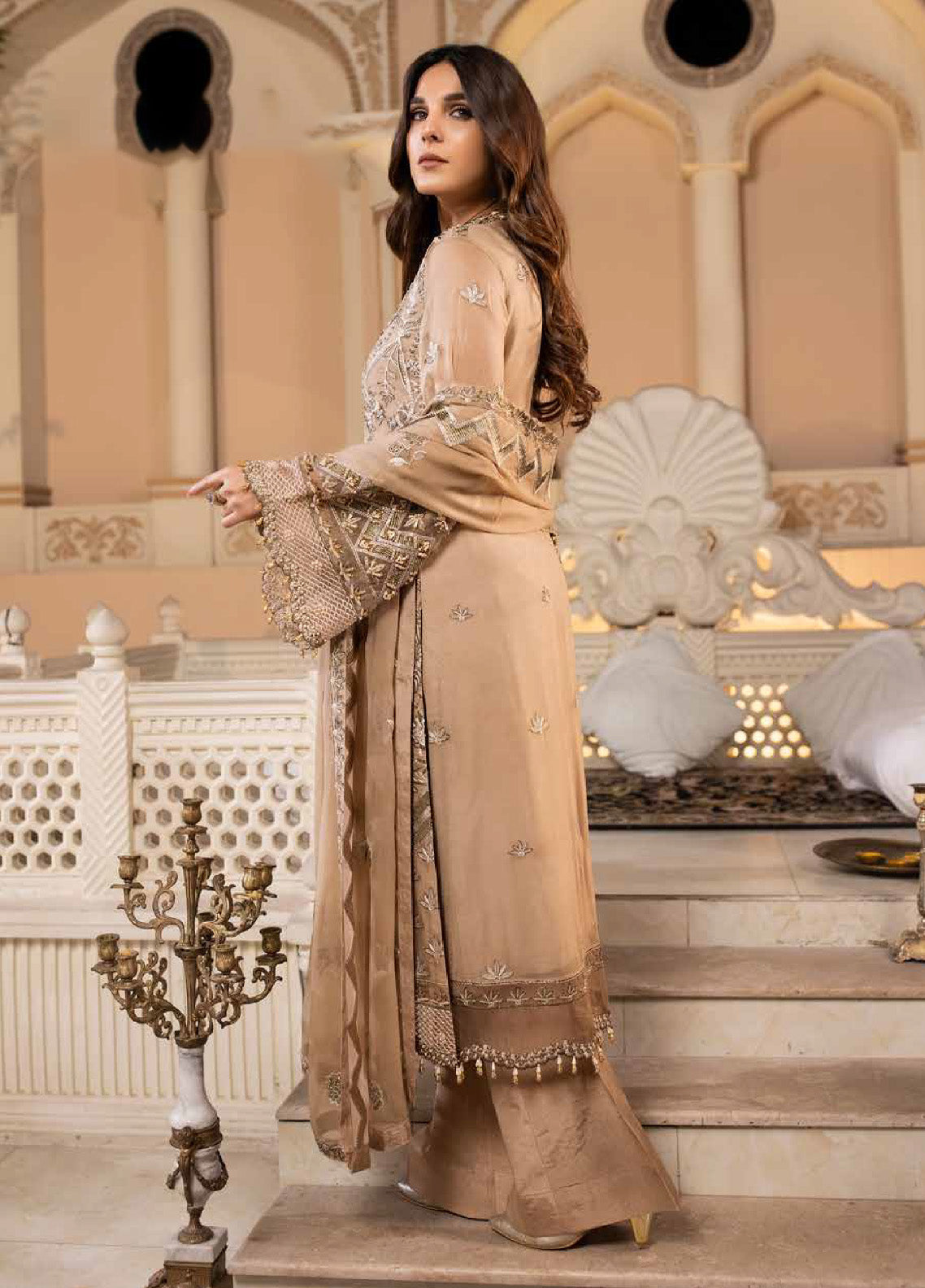 Zarsha By Fashion City Luxury Chiffon Unstitched 3 Piece Suit - FC24Z LCZ-305 GOLDEN GLAMOUR Zarsha By Fashion City Luxury Chiffon Unstitched 3 Piece Suit - FC24Z LCZ-305 GOLDEN GLAMOUR