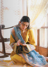 Qline By Qalamkar Embroidered Linen Unstitched 3 Piece Suit - 05