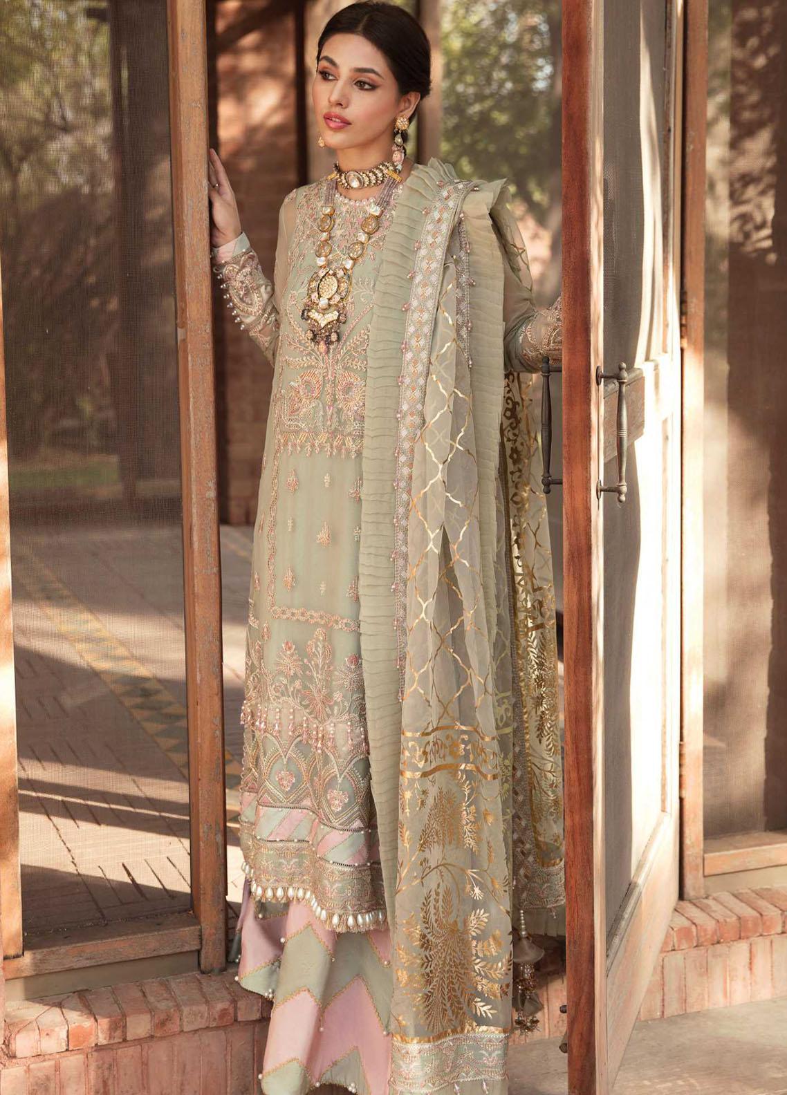 Ayzel Sangat By Afrozeh Embroidered Chiffon Unstitched 3 Piece Suit - BAHAAR BANU Ayzel Sangat By Afrozeh Embroidered Chiffon Unstitched 3 Piece Suit - BAHAAR BANU