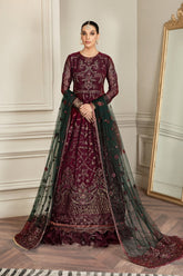 Mehroze By Zarif Embroidered Chiffon Unstitched 3 Piece Suit - ZMF 06 BERRY WOOD