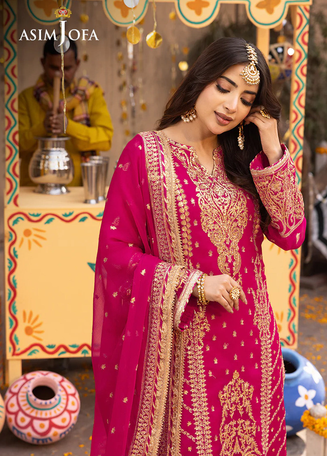Chamak Damak By Asim Jofa Luxury Festive Embroidered Lawn 3 Piece Unstitched Suit AJ24CD AJCD-21 Chamak Damak By Asim Jofa Luxury Festive Embroidered Lawn 3 Piece Unstitched Suit AJ24CD AJCD-21