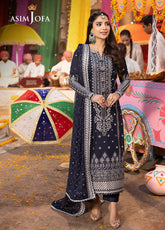 Chamak Damak By Asim Jofa Luxury Festive Embroidered Lawn 3 Piece Unstitched Suit AJ24CD AJCD-24