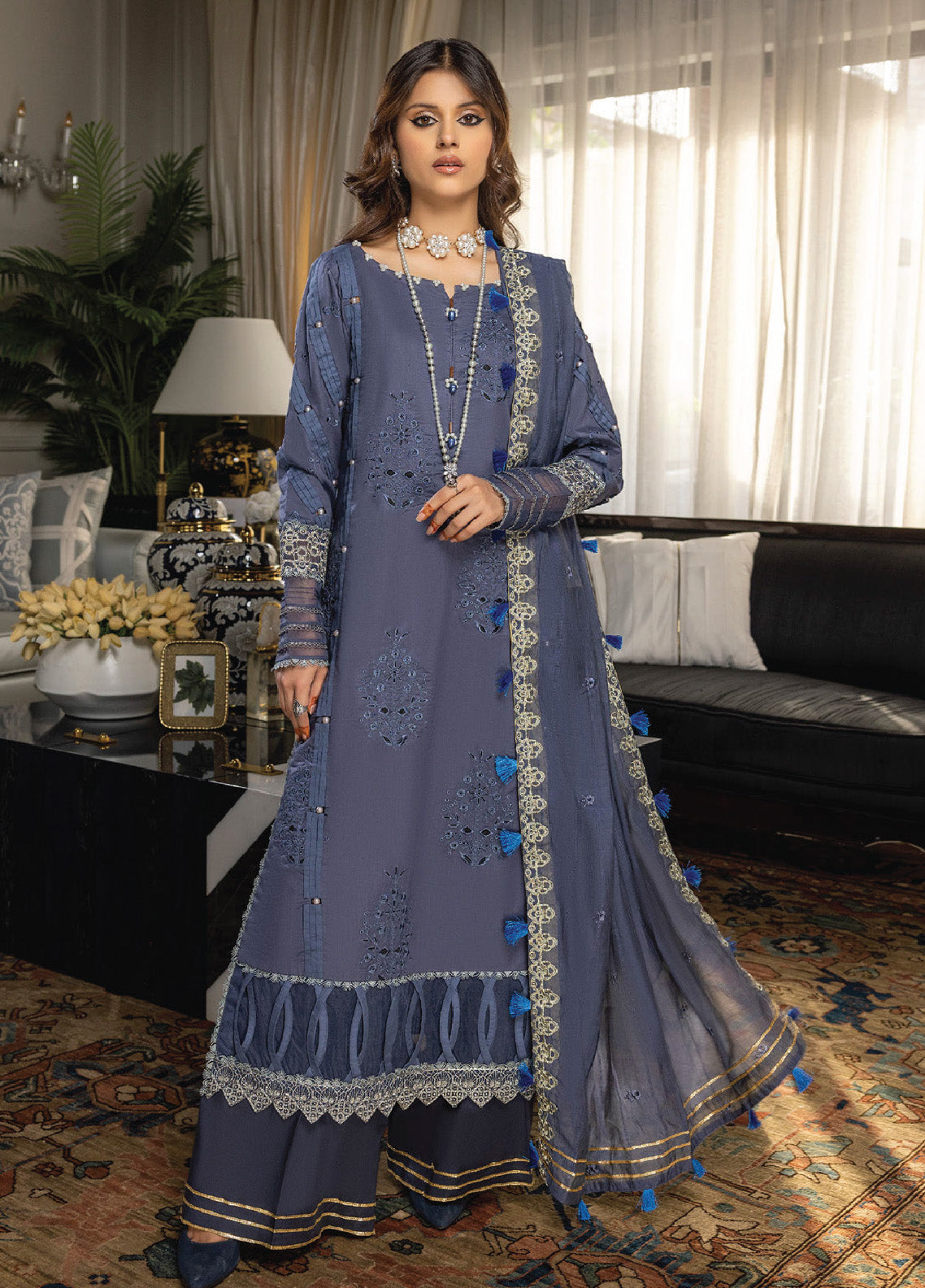 Charlotte By Humdum Embroidered Chikankari Lawn 3 Piece Unstitched Suit HD24CEL-02 Charlotte By Humdum Embroidered Chikankari Lawn 3 Piece Unstitched Suit HD24CEL-02